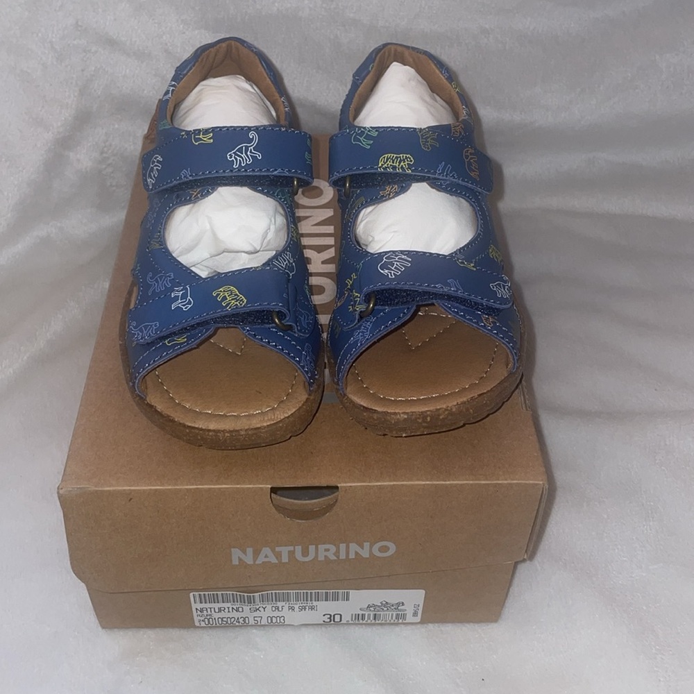 NWT NATURINO SKY Leather sandals Blue with Animals Print - Picture 8 of 15